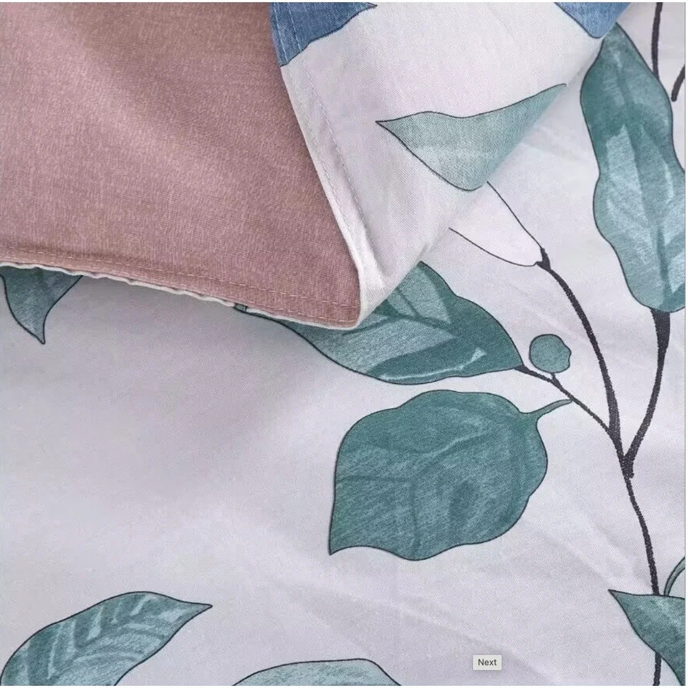 Tess Red Gray Floral 100% Cotton Reversible Comforter Set Queen Cottage Romantic